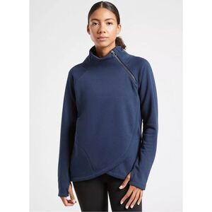 Athleta Cozy Karma Asym Pullover Enchanted Blue SIZE XXS